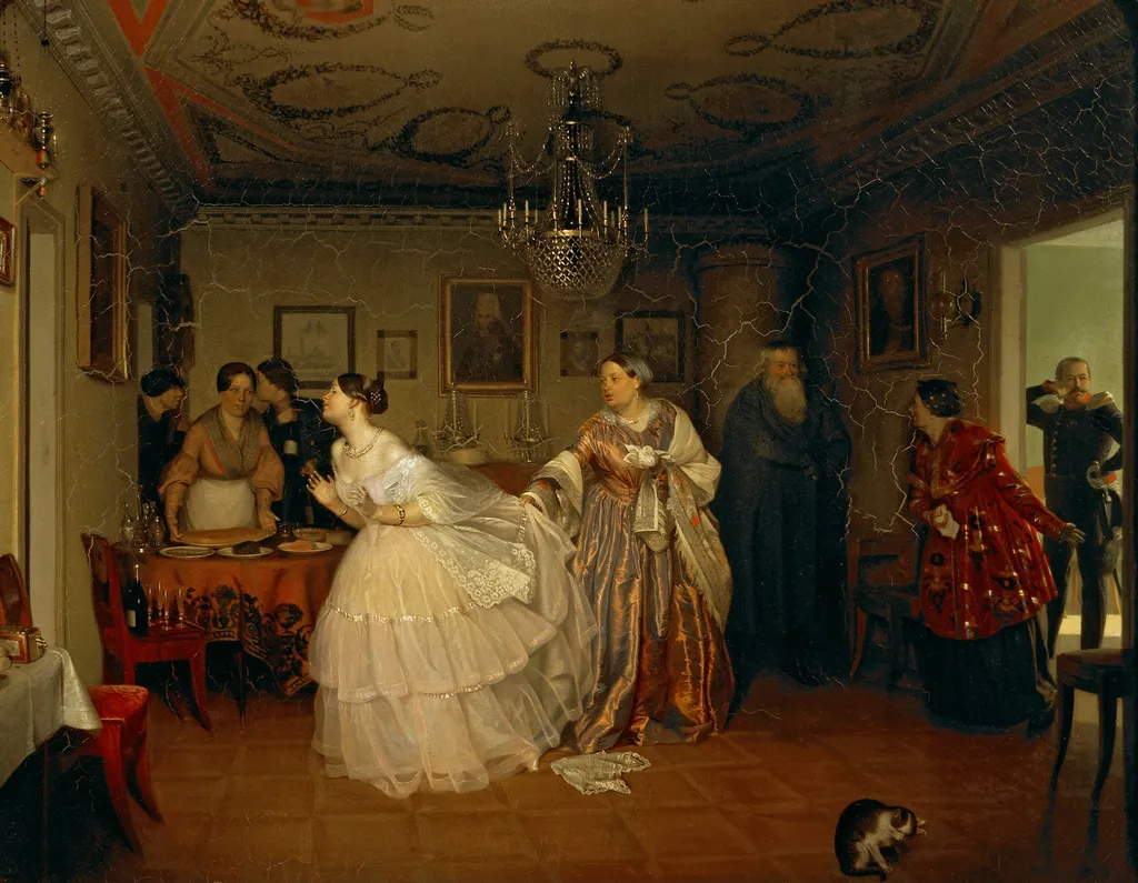 Major's marriage proposal, by Pavel Fedotov, oil, 1848