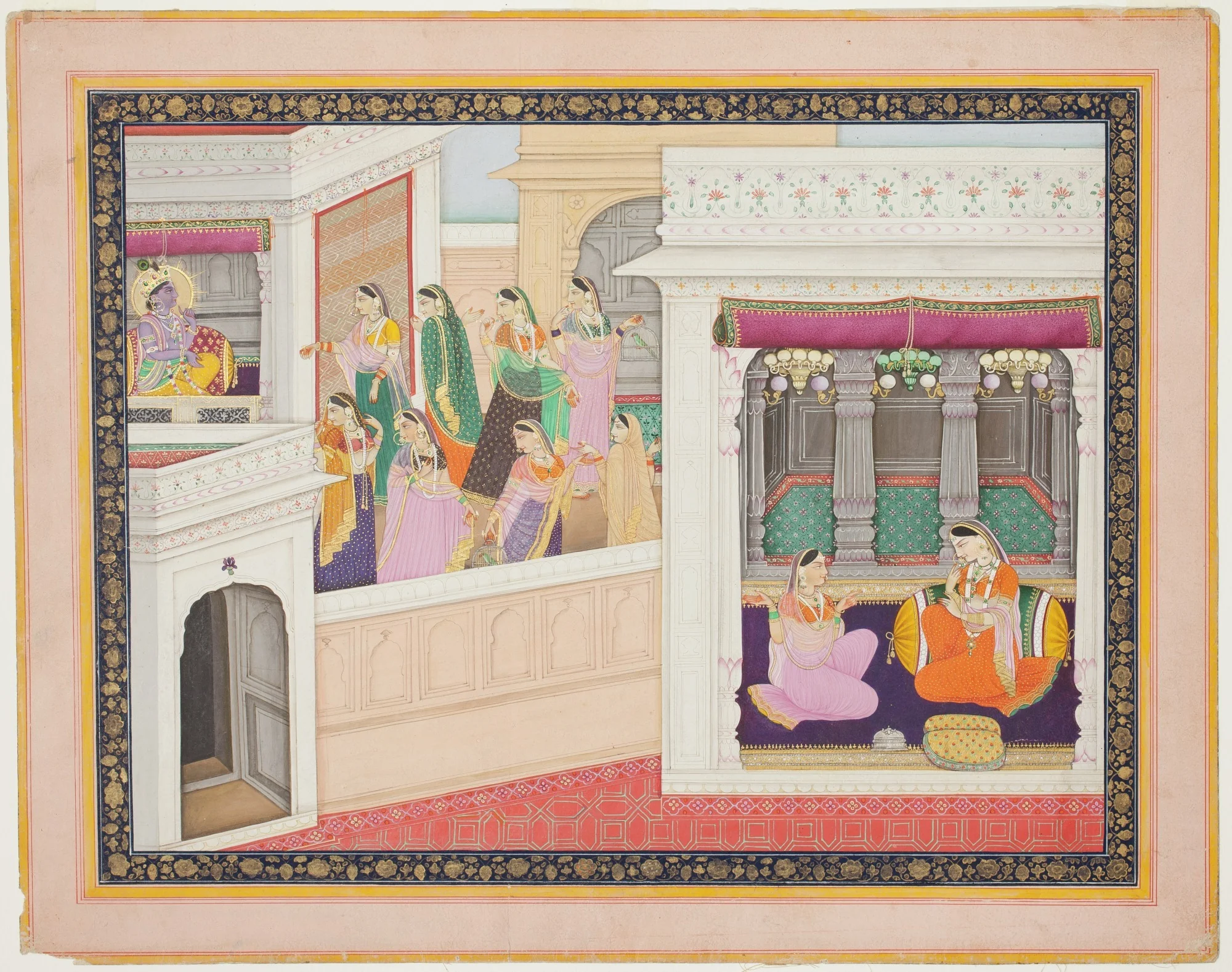 Krishna and Radha: Court Scene, detail