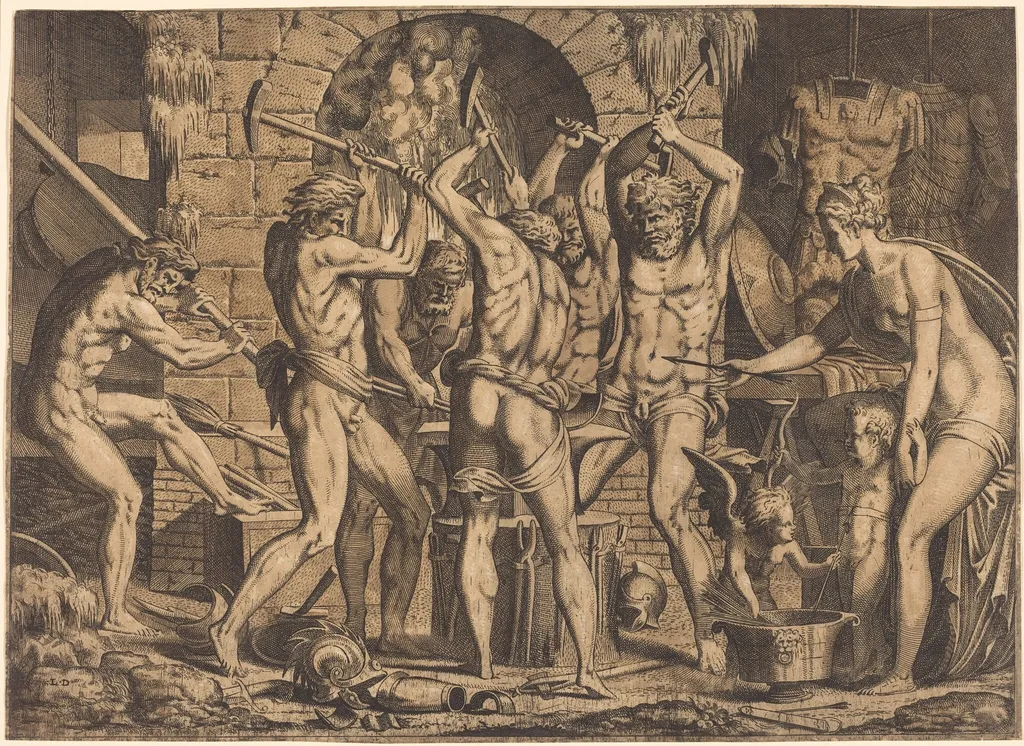 Venus at Vulcan's Forge, by Léon Davent, ink, 1538