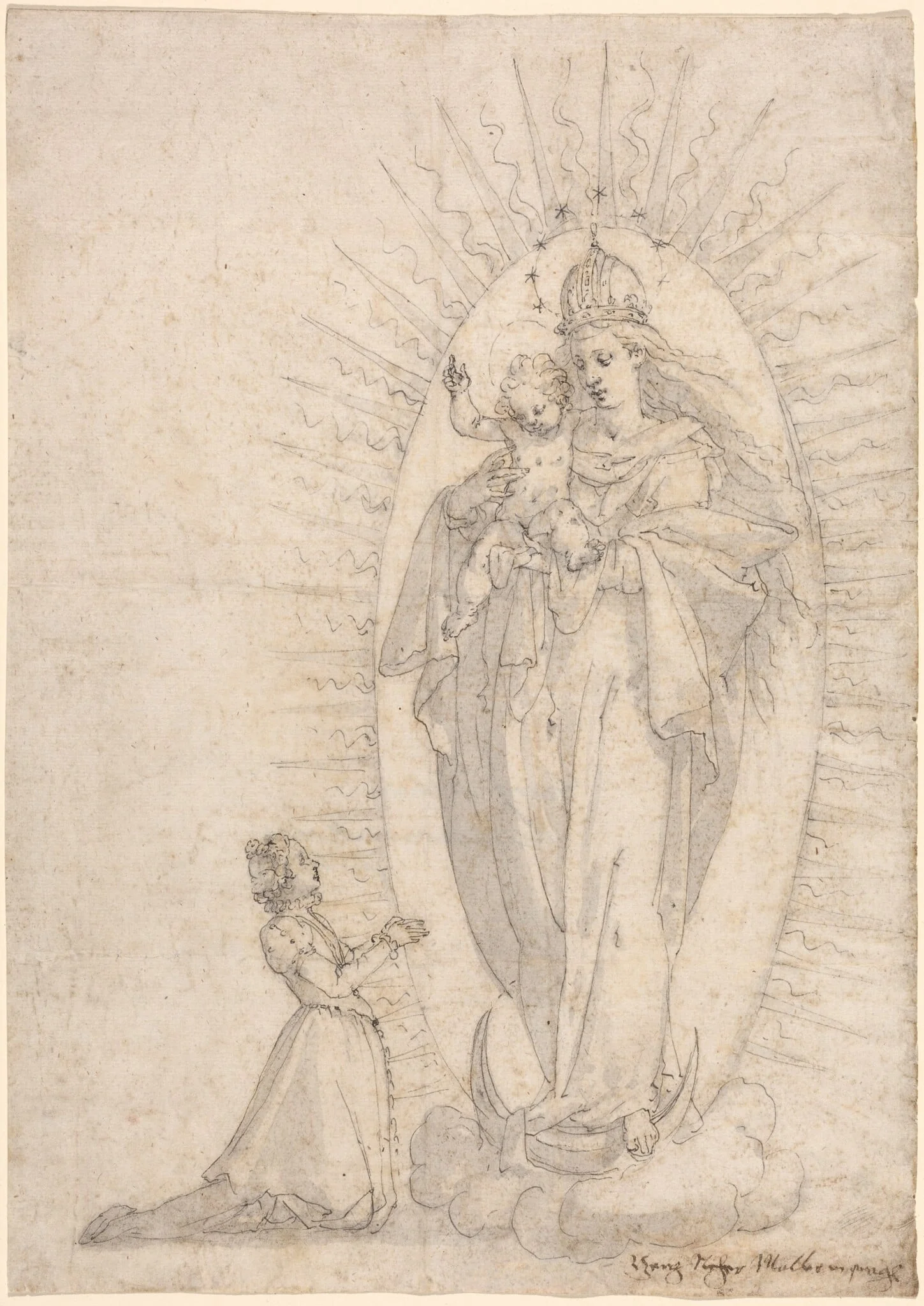 Madonna and Child Appearing to a Supplicant, detail