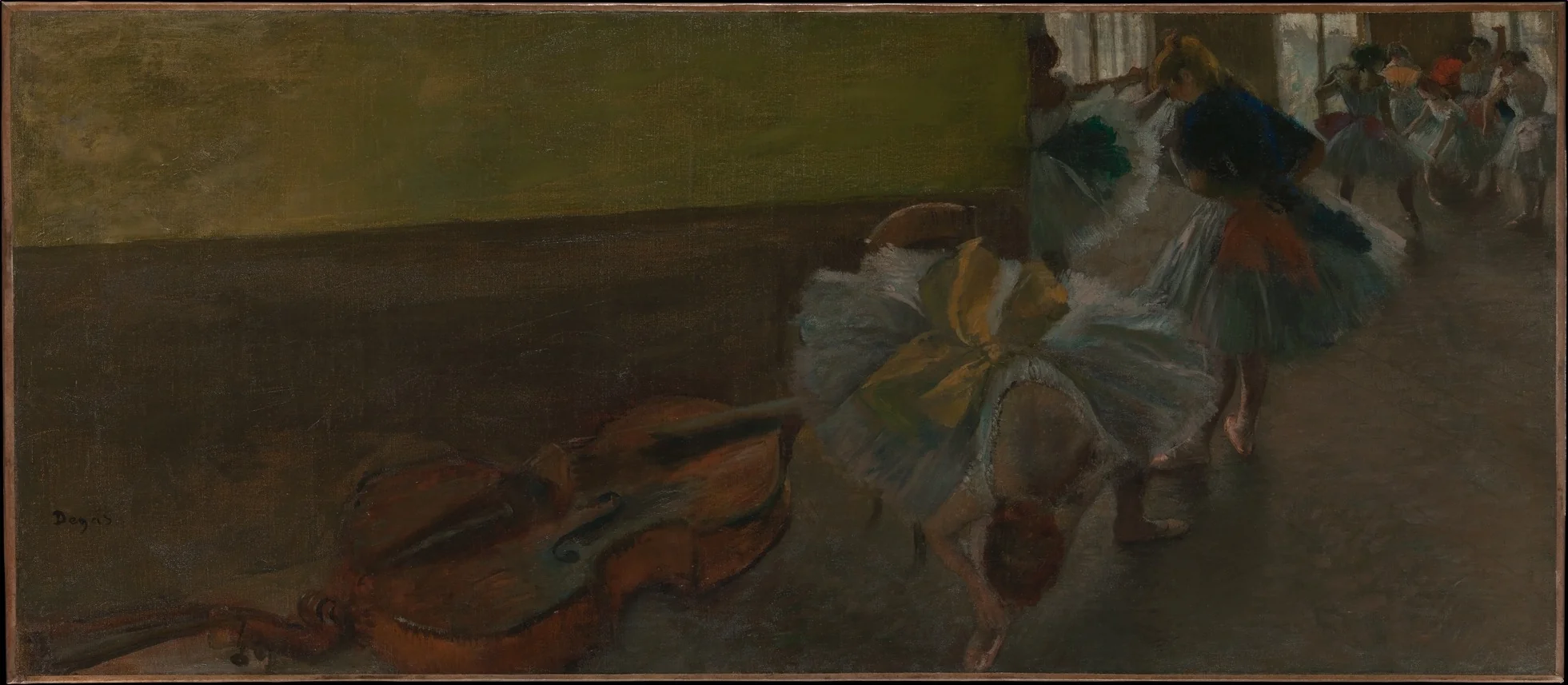 Dancers in the Rehearsal Room with a Double Bass, detail