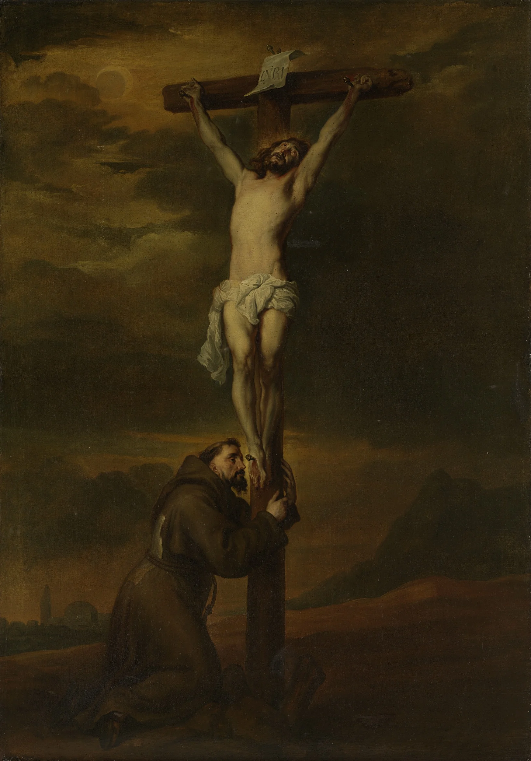 St Francis at the foot of the cross, detail