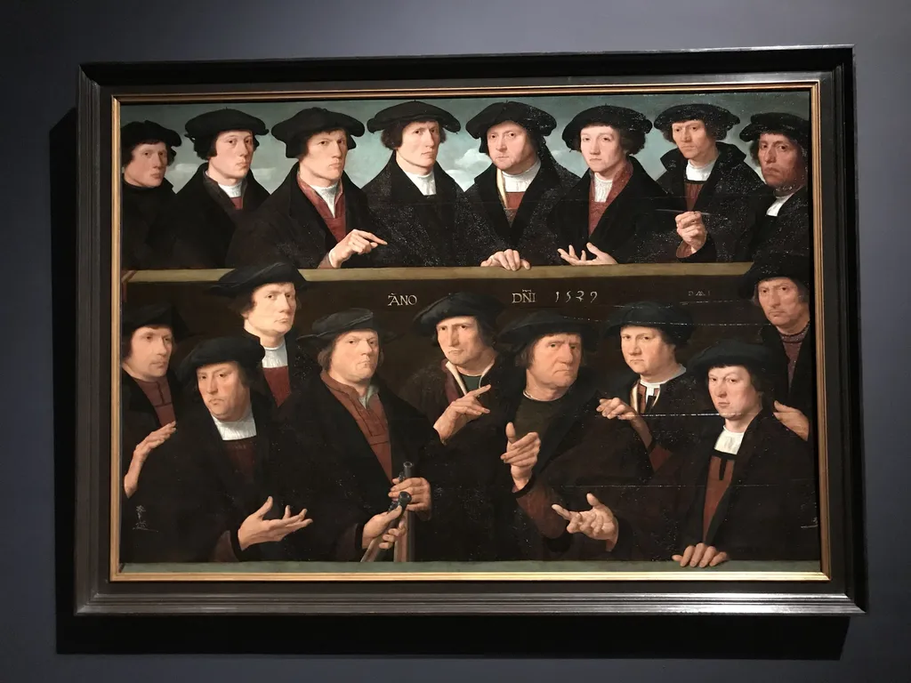 A group of militia men (schutters), 1529 (middle panel), by Dirck Jacobsz, oil, 1529