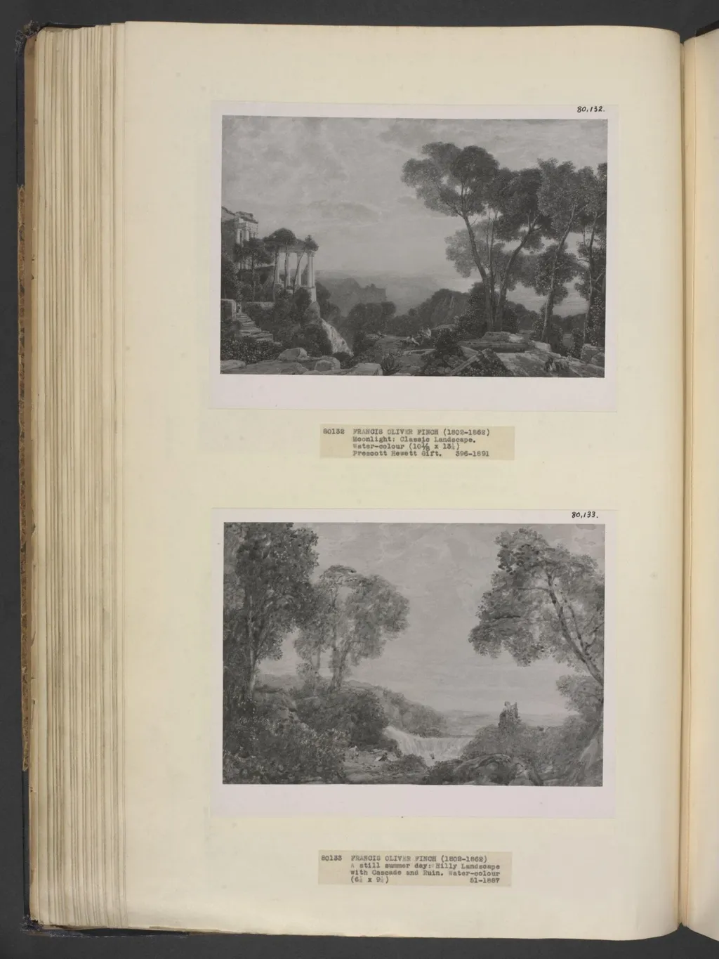 Moonlight : classic landscape, by Finch, watercolor, 1817