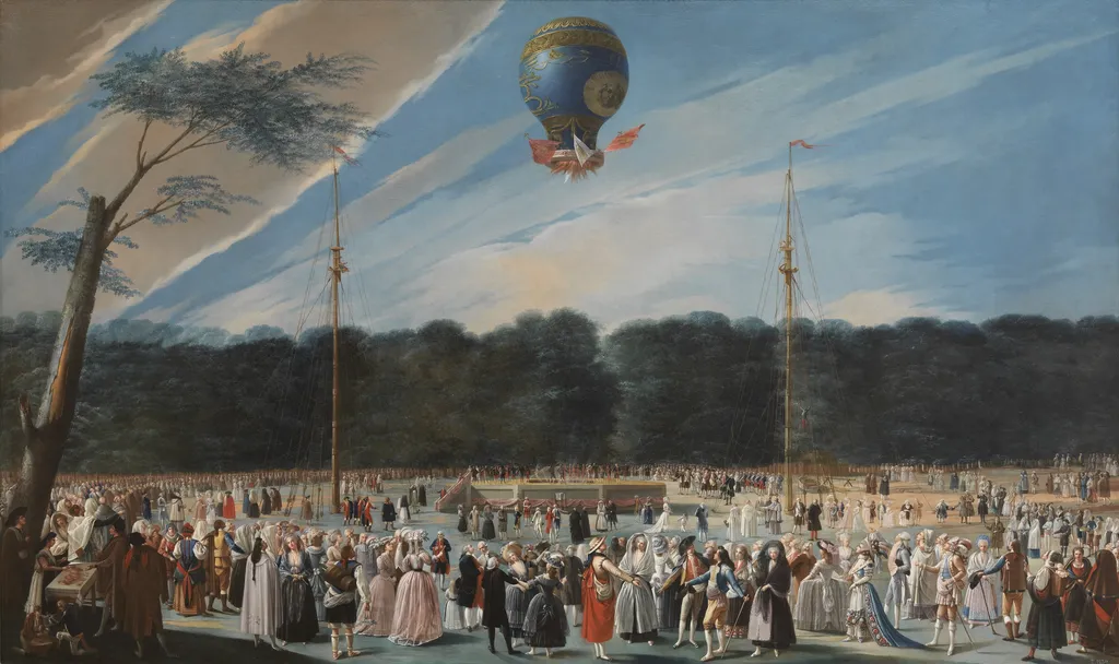 Ascent of a Montgolfier Balloon at Aranjuez, by Antonio Carnicero, oil, 1792