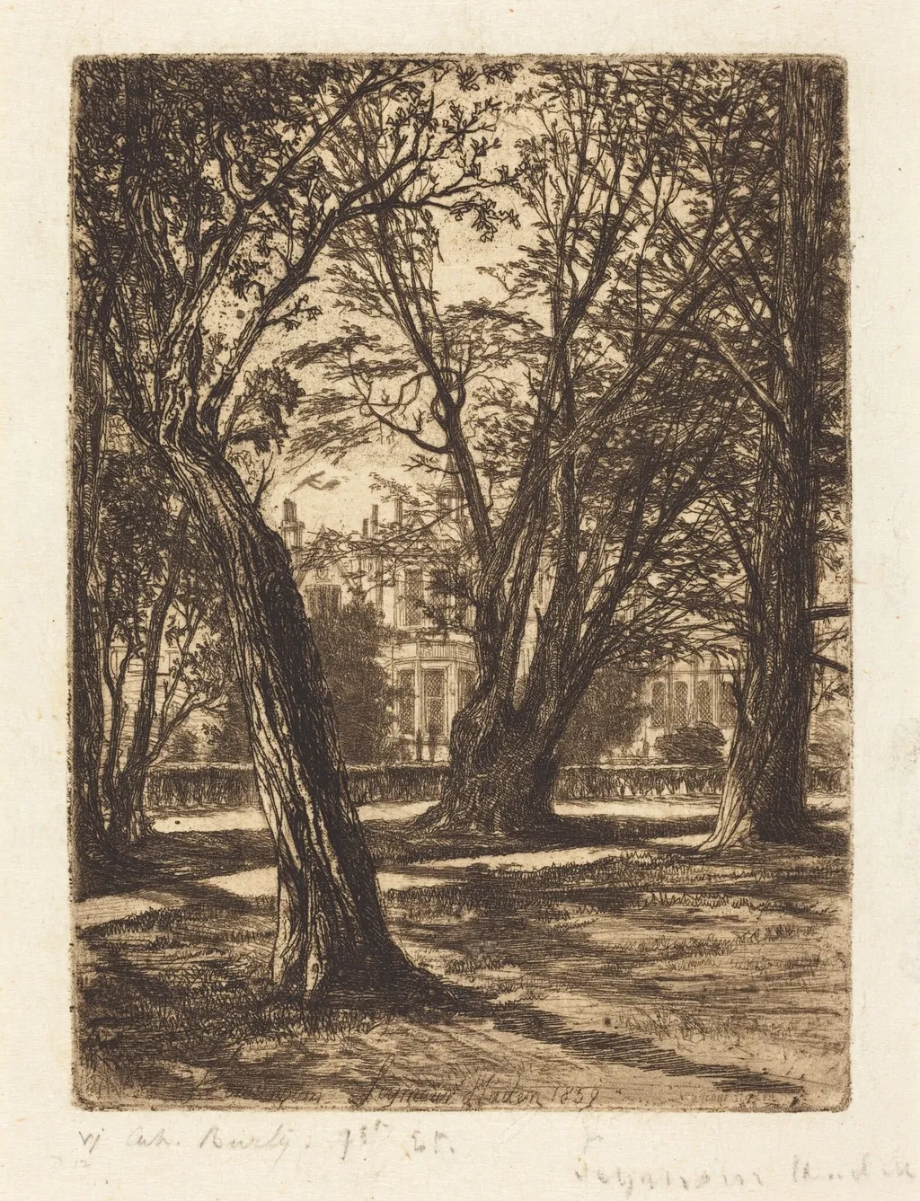 Kensington Gardens (The Small Plate), by Francis Seymour Haden, ink, 1859