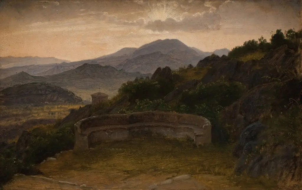Landscape near Subiaco. Sunset, by P. C. Skovgaard, unspecified, 1869