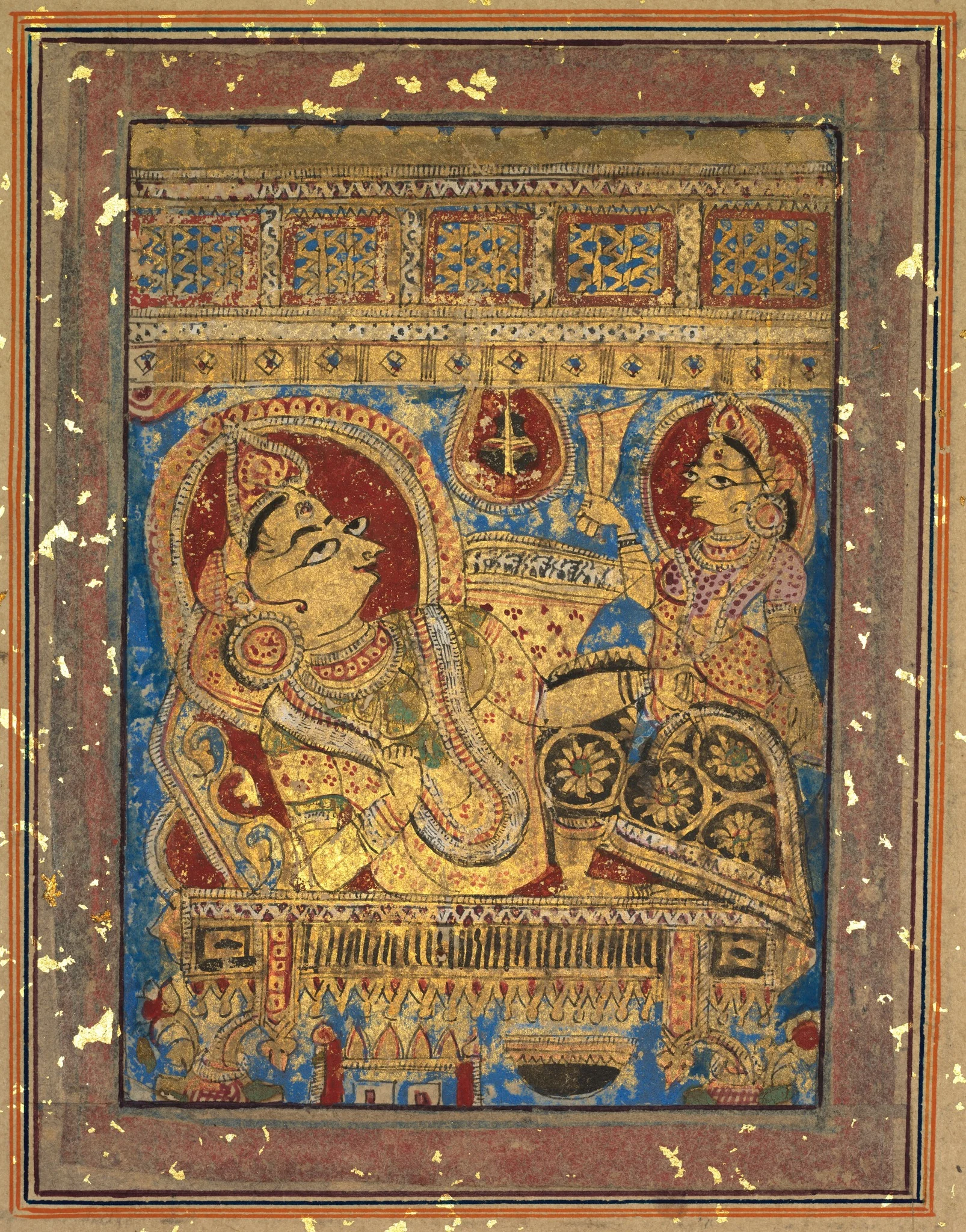 Painting from a Kalpa-sutra: Queen Trishala Reclining, detail
