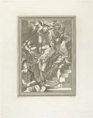 Flagellation of a Saint, by Andrea Scacciati, ink, 1766