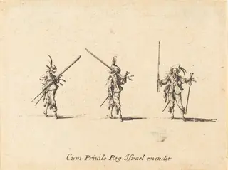 Drill with the Musket, by Jacques Callot, ink, 1634