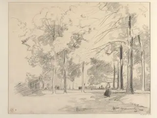 A Corner in the Park, Aix-les-Bains : Morning, by Sir Alfred East, 1902