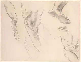 Figure Studies of a Nude Youth, by John Singer Sargent, chalk, 1890
