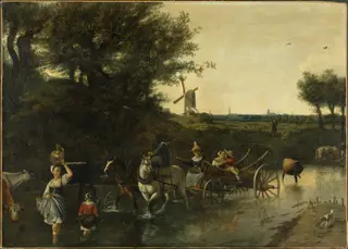 Crossing the Ford, by Johannes Siberechts, oil, 1665