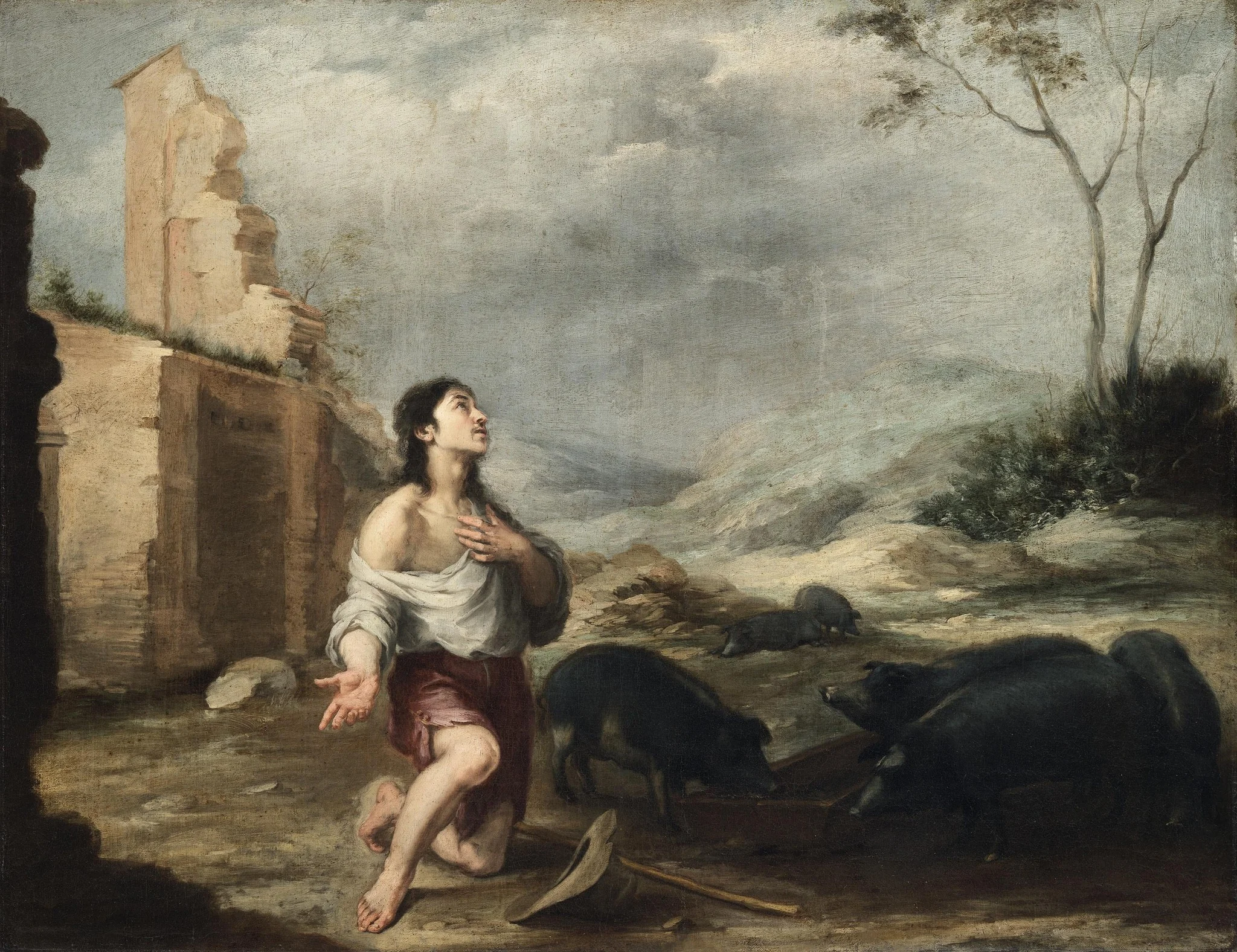 The Prodigal Son Feeding Swine, detail