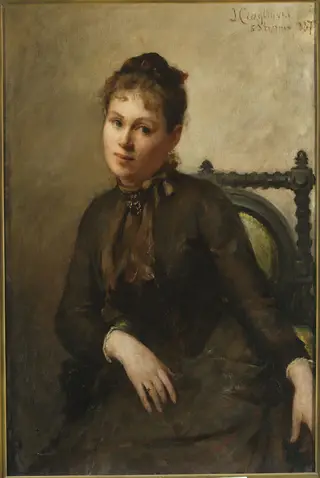 Portrait of Helena Piltz née Rymowicz, by Jan Ciągliński, oil, 1894