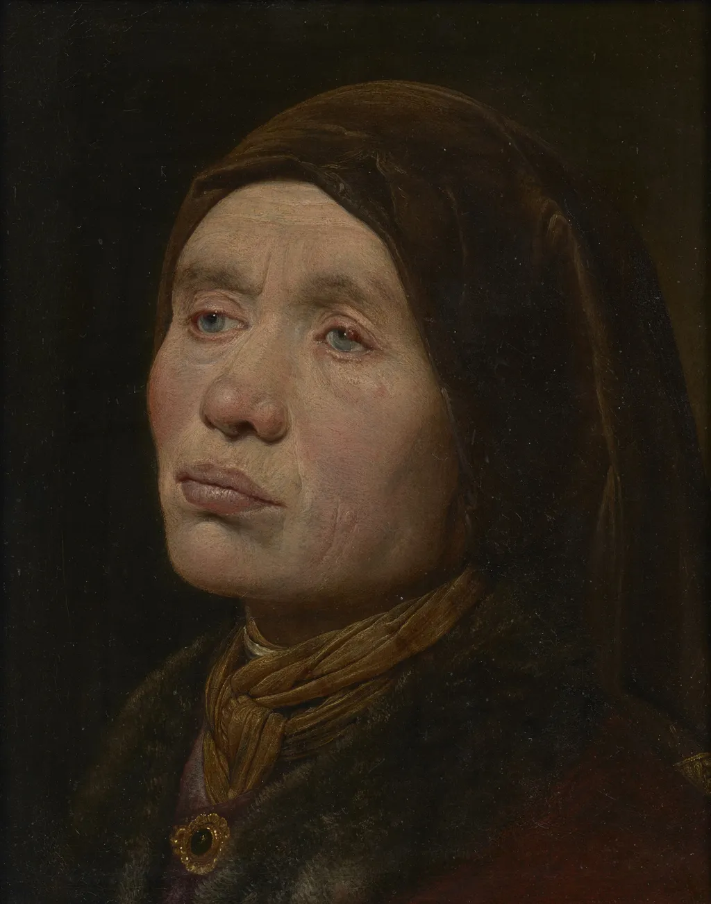 Portrait of a woman facing left, by Monogrammist IS, oil, 1650