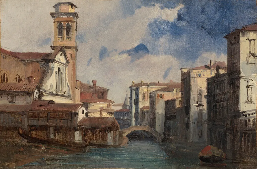 The Church of San Trovaso, Venice, by Jules-Romain Joyant, oil, 1830