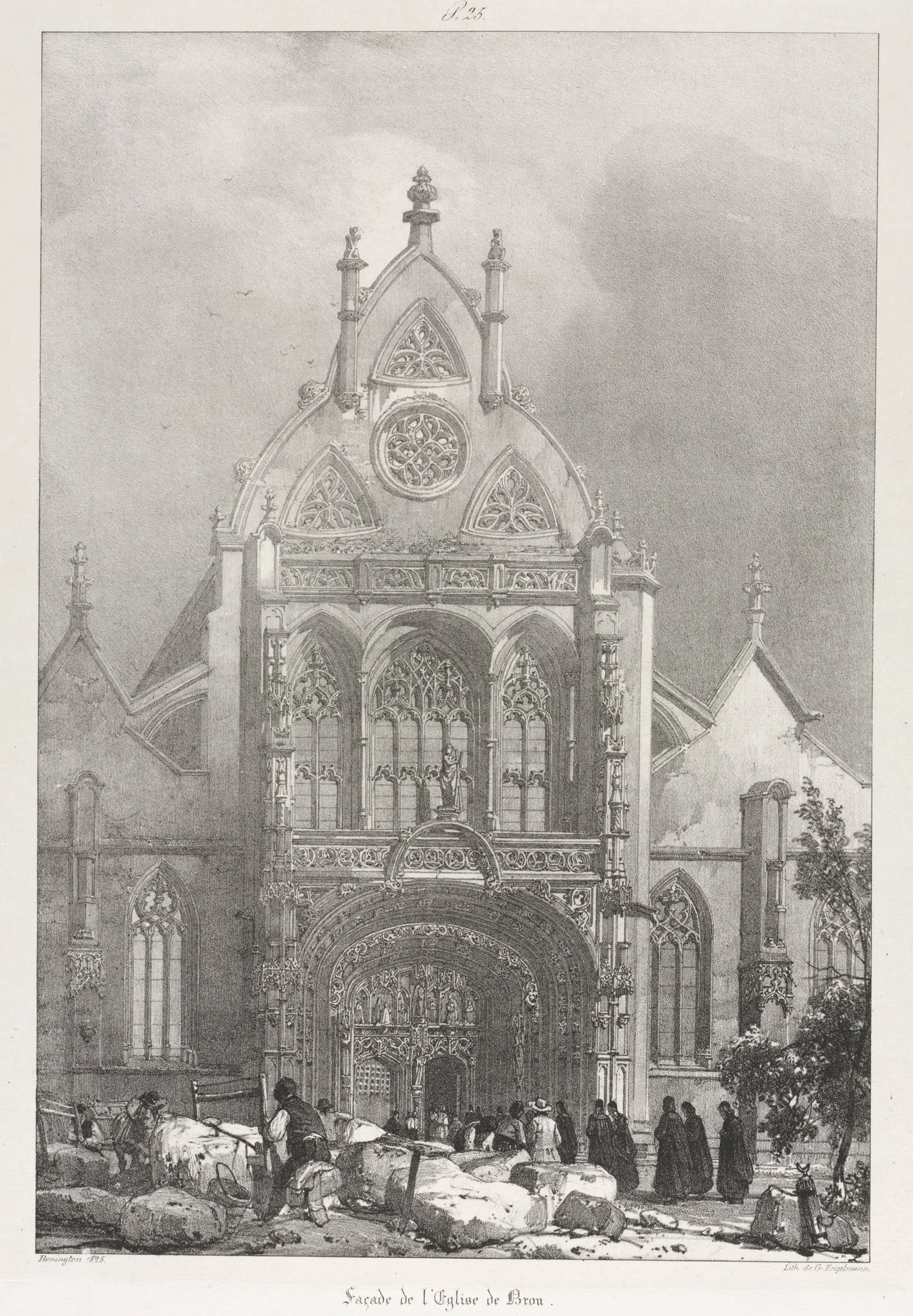 Picturesque and Romantic Trips in Old France, Franche-Compté: Front of the Church at Brou, detail