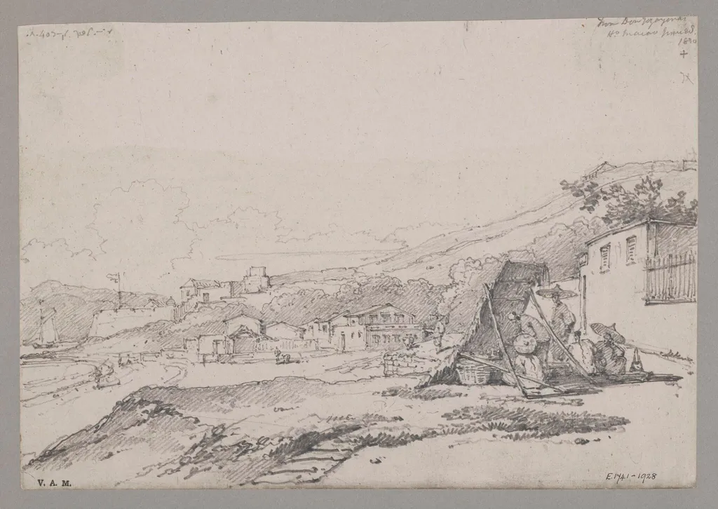Corner of Macao Bay, looking west, by George Chinnery, 17
