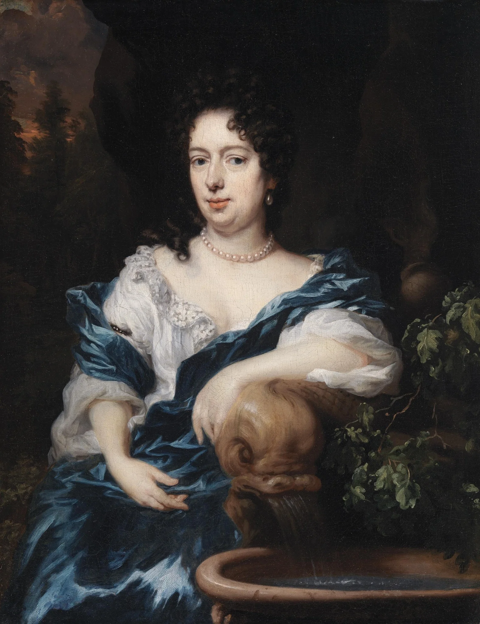 A Lady sitting by a Fountain, possibly Catharina Dierquens, detail