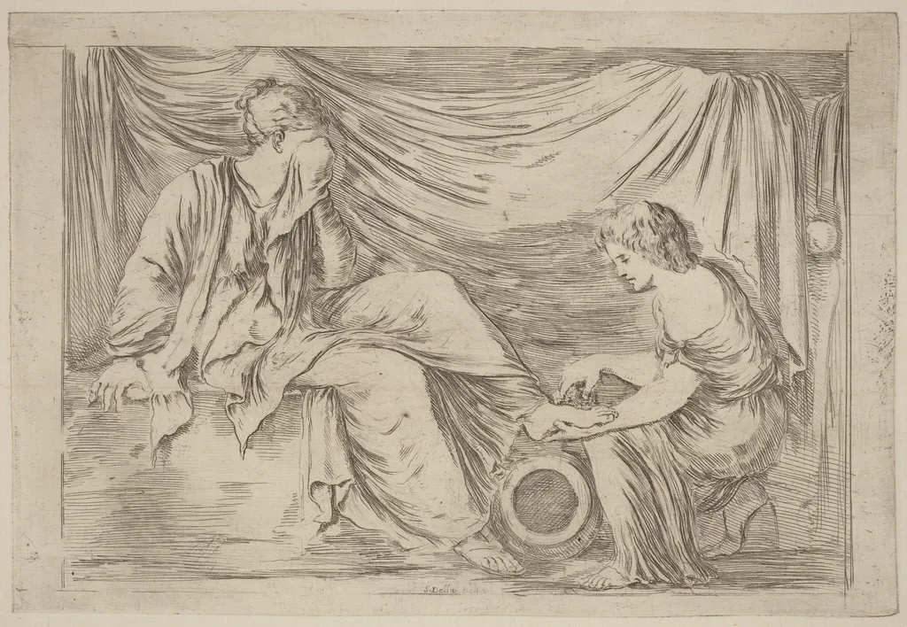 The Toilette of a Bride, by Stefano Della Bella, ink, 1637
