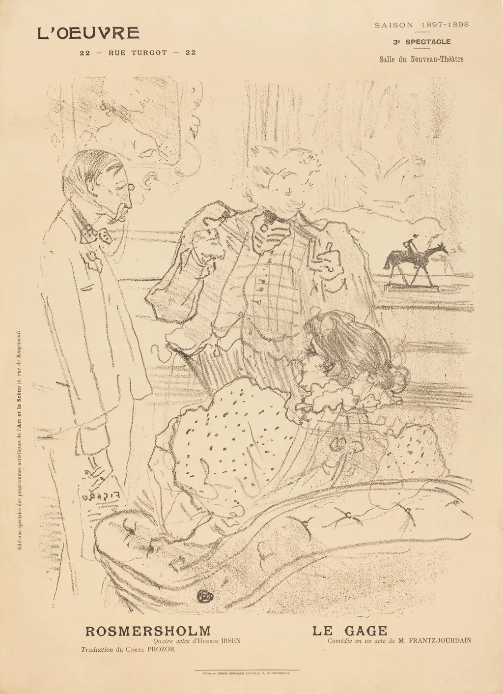 Rosmersholm; Le Gage, by Henri de Toulouse-Lautrec, ink, 1897