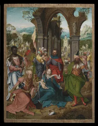 The Adoration of the Magi, by Master of the Antwerp Adoration, oil, 1550