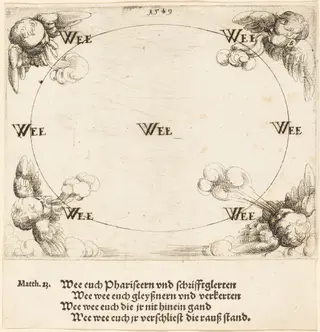 Woe is Pronounced on Covetousness, by Augustin Hirschvogel, ink, 1549