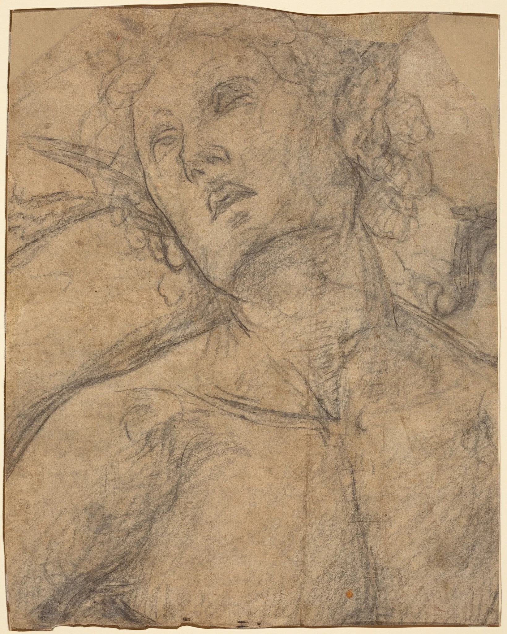 Bust of a Youth Looking Upward [recto], detail