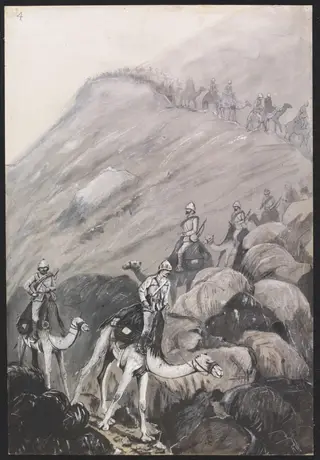 Coming Down a Steep place, by William S. Perry, watercolor, 1884