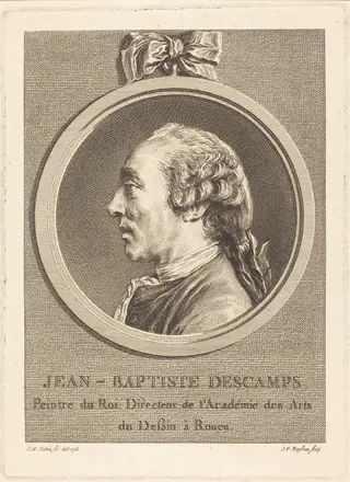 Jean Baptiste Descamps, by Jean Francois Rousseau, ink, 1761