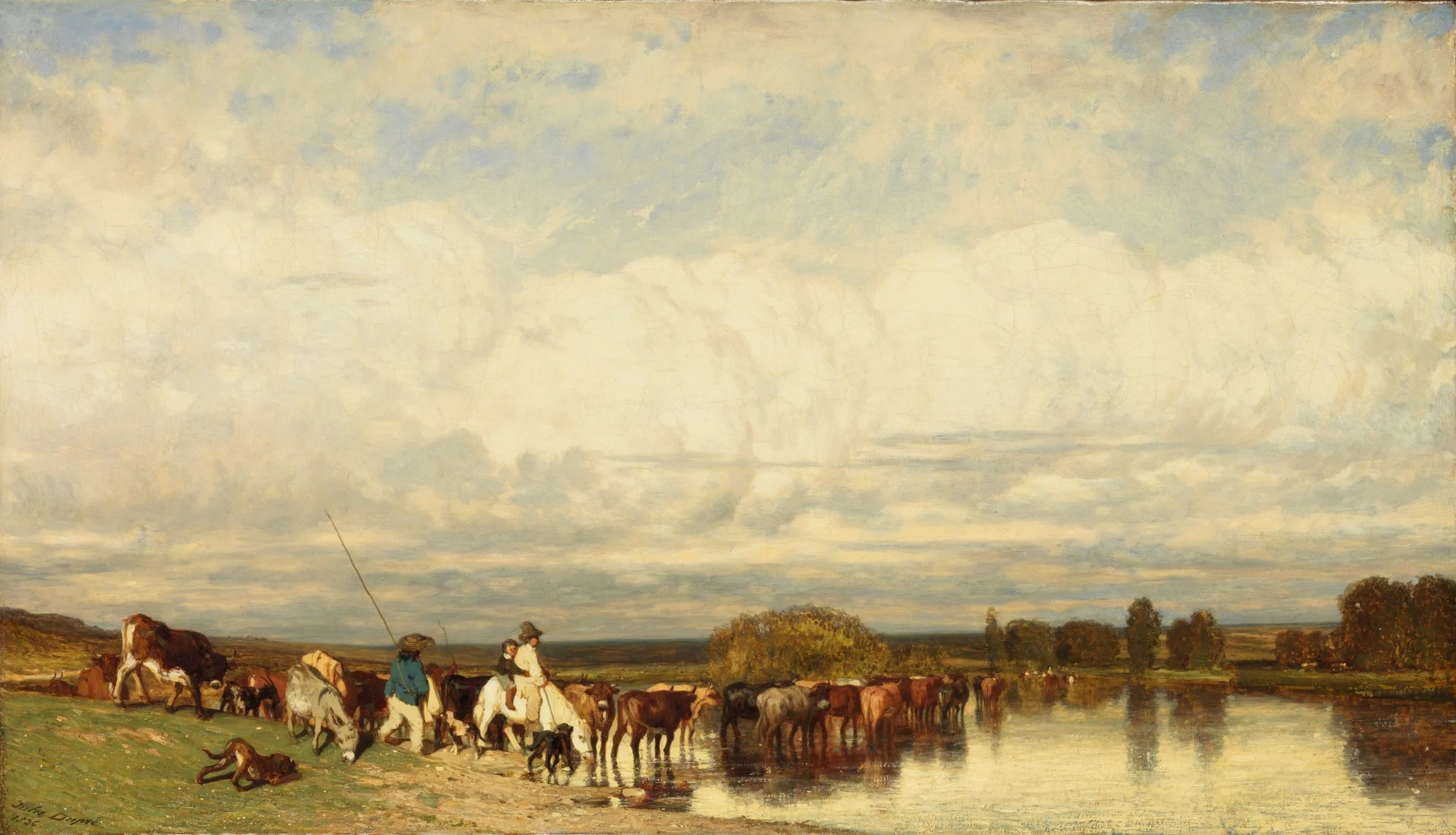 Cows Crossing a Ford, detail