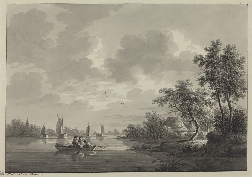 Ameide on the River Lek, by Nicolaas Wicart, chalk, 1782