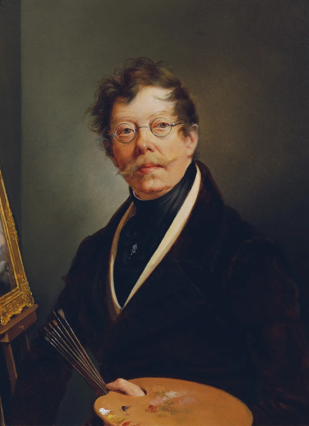 Selbstbildnis an der Staffelei, by Friedrich Lieder, unspecified, 1845