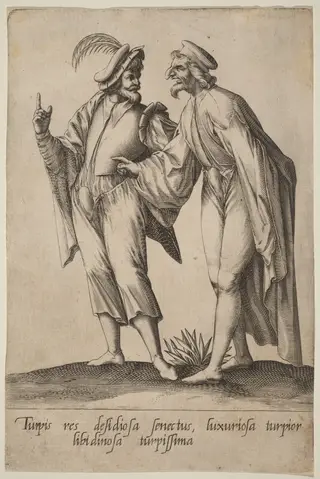 Turpis res desidiosa senectus..., by Robert Boissard, ink, 1597