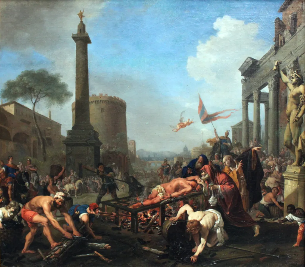 The Martyrdom of St. Laurence, by Bartholomeus Breenbergh, oil, 1647