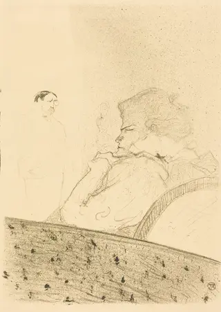 Brandes in His Box (Brandès dans sa loge), by Henri de Toulouse-Lautrec, ink, 1894
