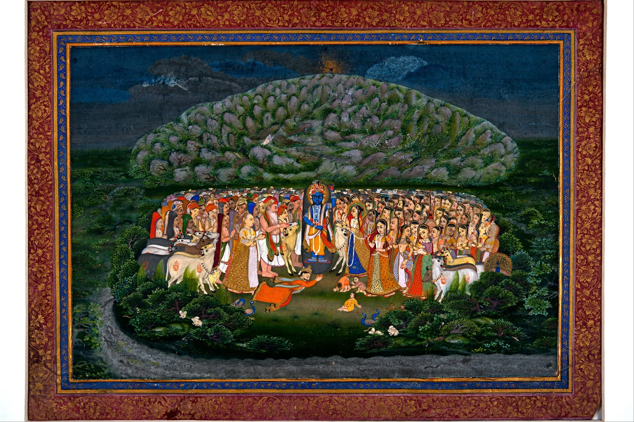 Krishna Lifting Mount Govardhan, detail