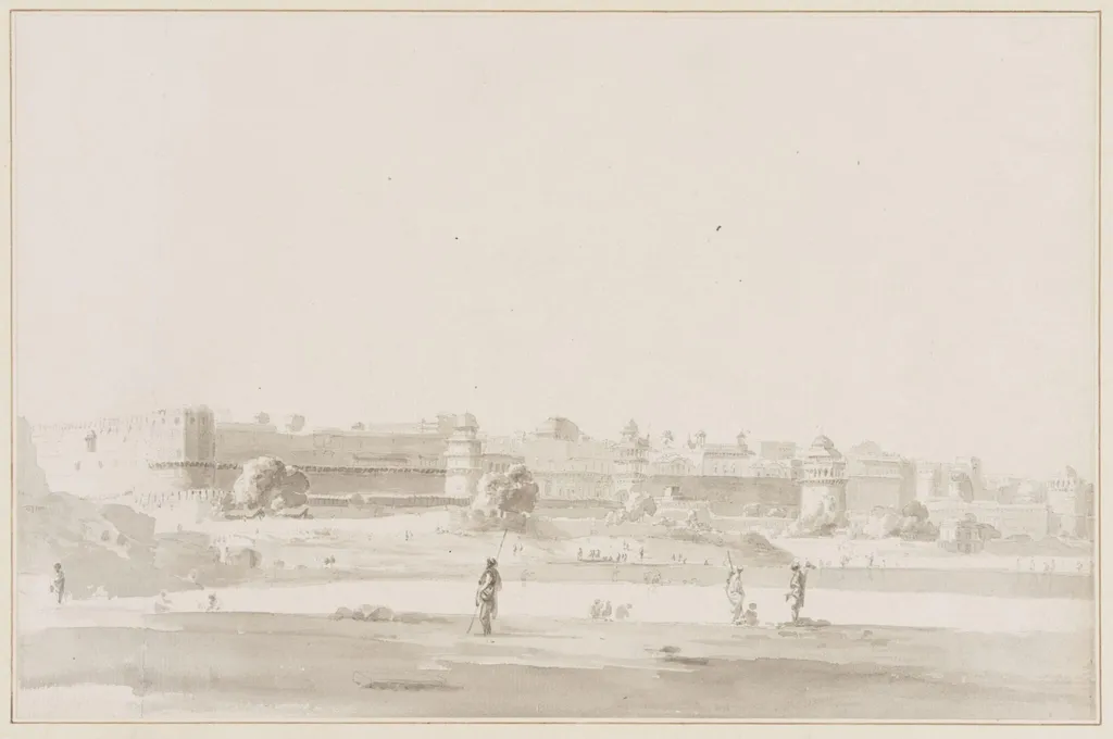 Fort of Ramnugger, near Benares, possibly Agra Fort., by Thomas Daniell, watercolor, 1749