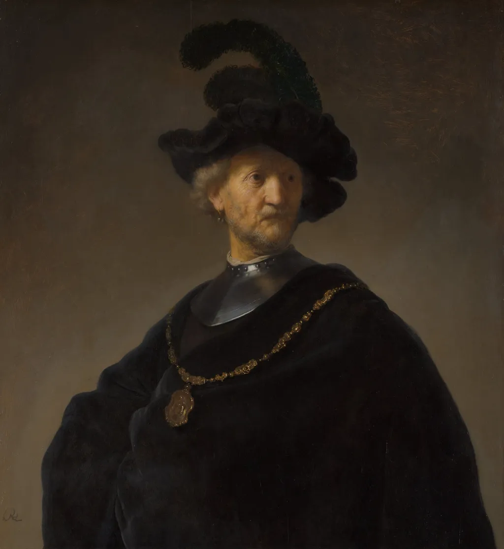 Old Man with a Gold Chain, by Rembrandt, oil, 1631