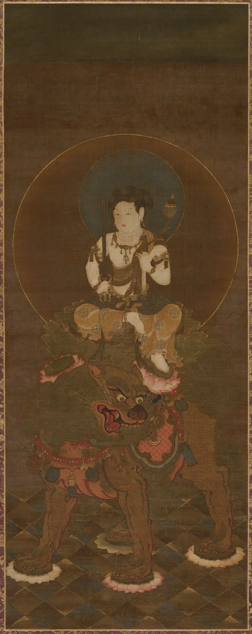 Monju with Five Hair Knots, detail
