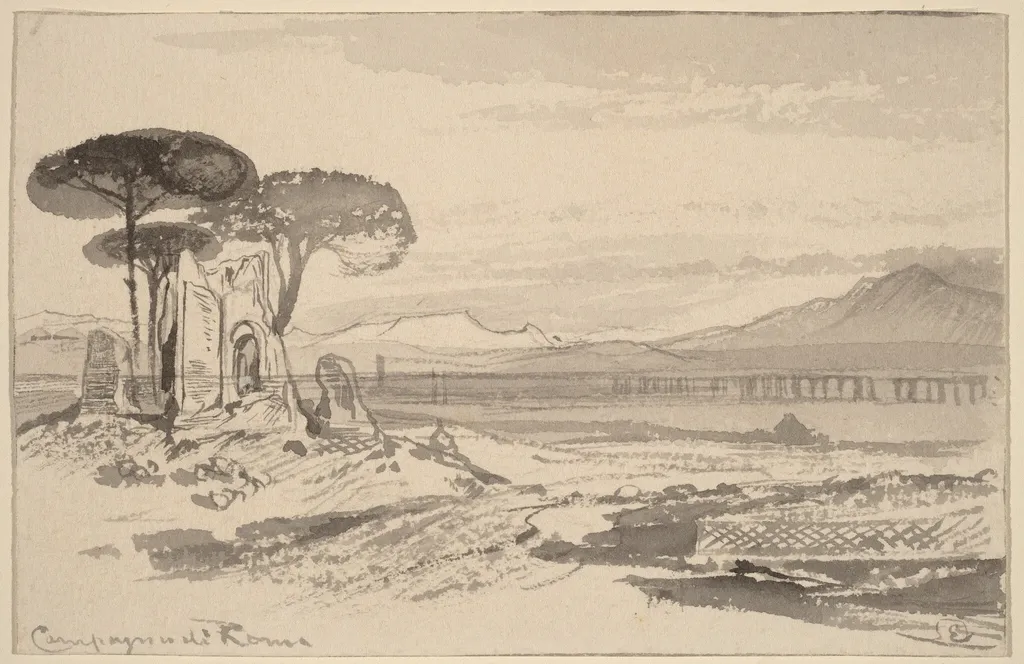 Campagna di Roma, by Edward Lear, graphite, 1884