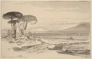 Campagna di Roma, by Edward Lear, graphite, 1884