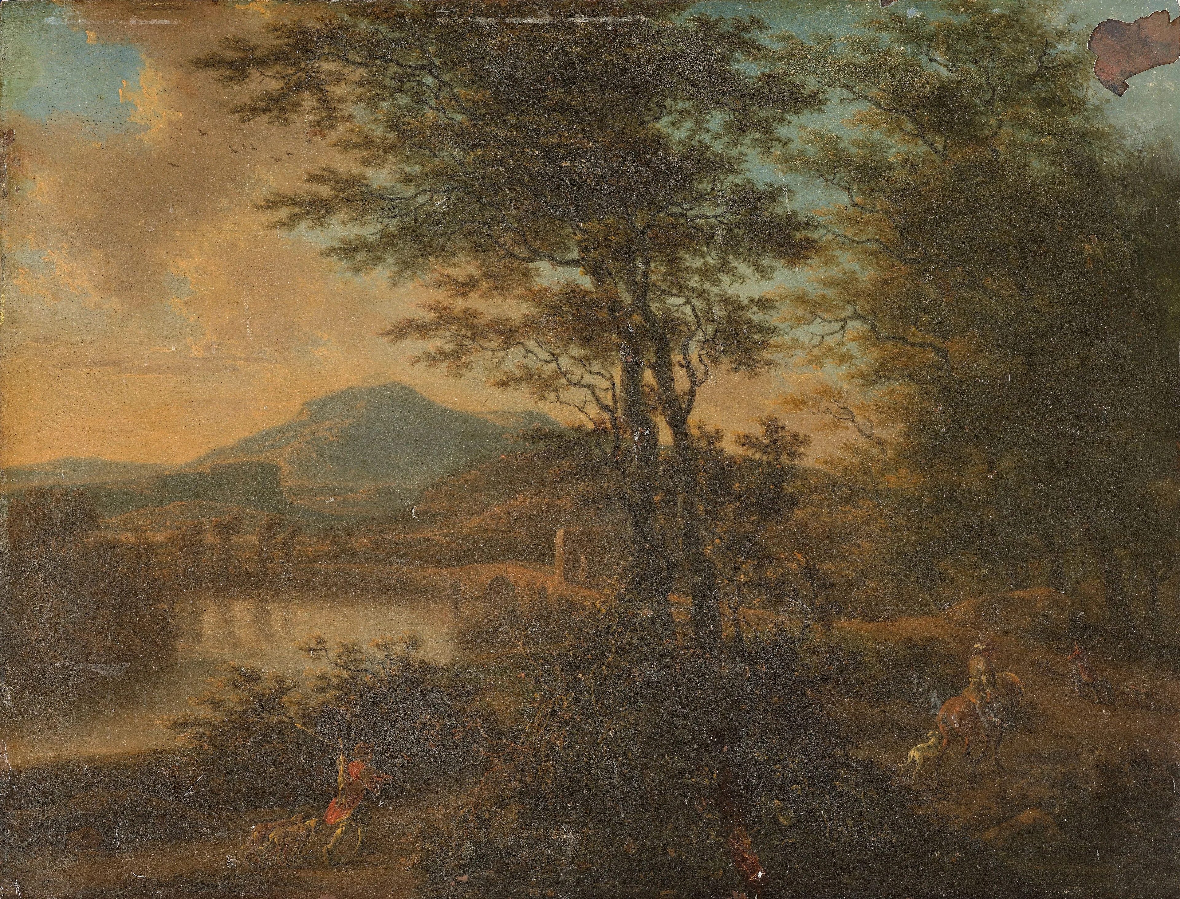 Italian landscape at sunset, detail