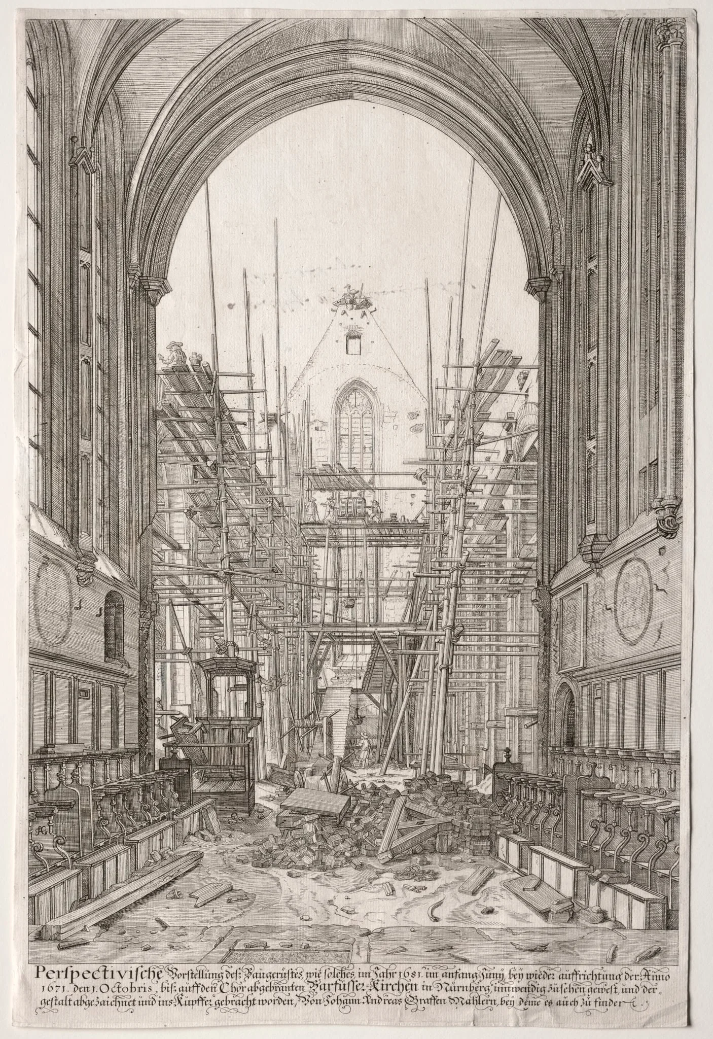 L'Art Ancien Zurich: View in the Church of the Franciscans, Barfüsser-Kirke, detail