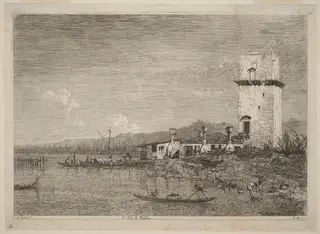 La Torre di Malghera, by Canaletto, ink, 1740