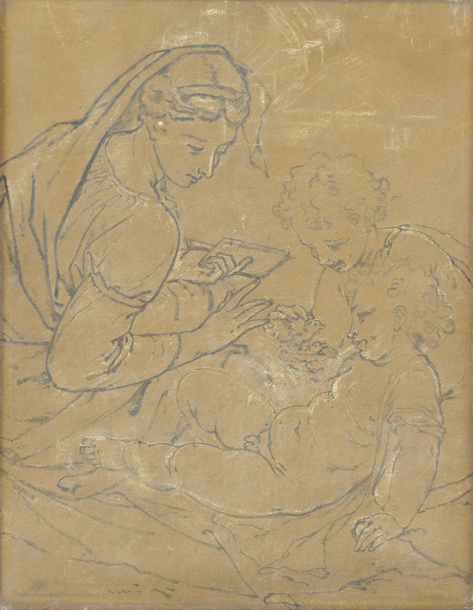 Virgin and Child with Saint John (chalk sketch), detail