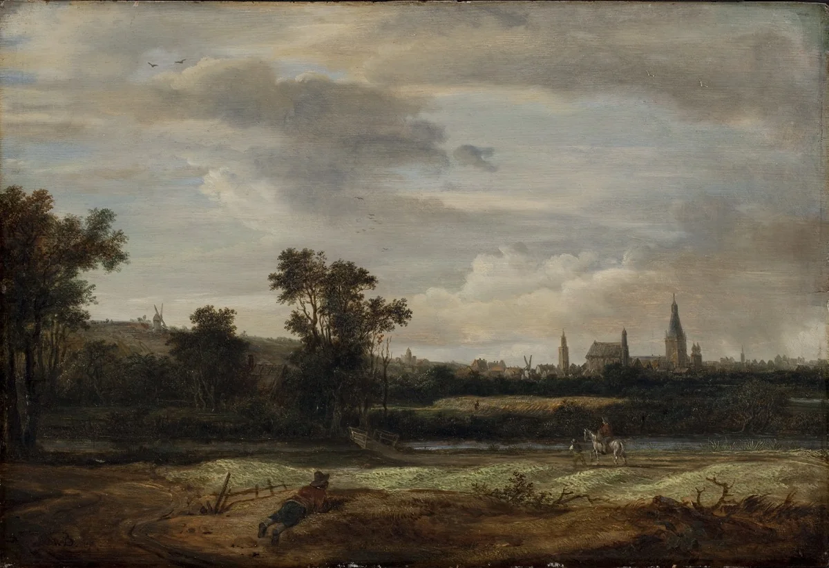 Landscape with a View Towards a Town, detail