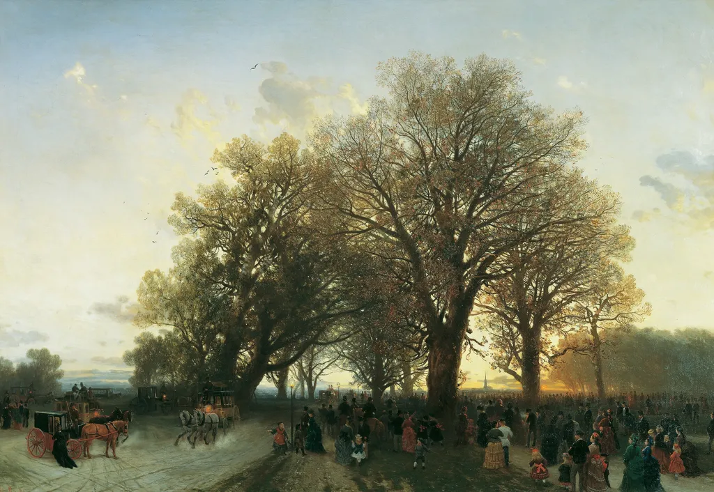 Auf dem Heimweg von der Weltausstellung im Wiener Prater 1873, by August Schaeffer von Wienwald, oil, 1875