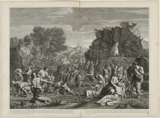 The Gathering of Manna, by Etienne Gantrel, ink, 1706